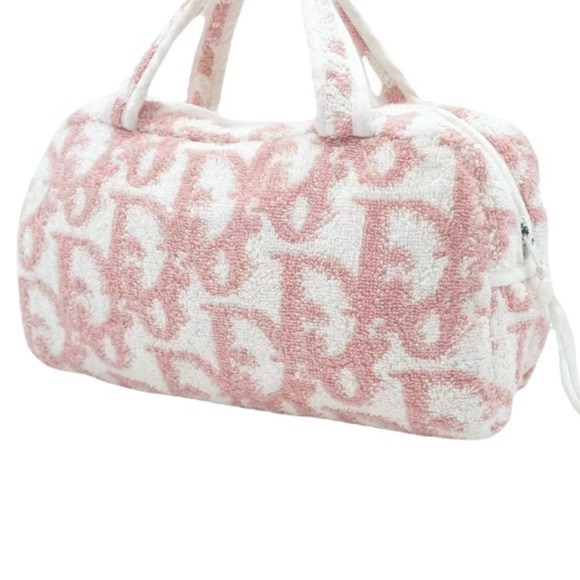 SOLD CHRISTIAN DIOR Vintage Y2K Pink & Ivory Terry Cloth Trotter Monogram Mini - Picture 4 of 11